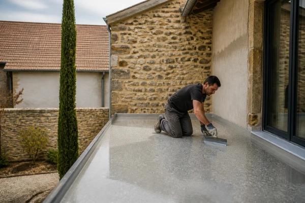 Étanchéité neuve terrasse accessible maison Villefontaine