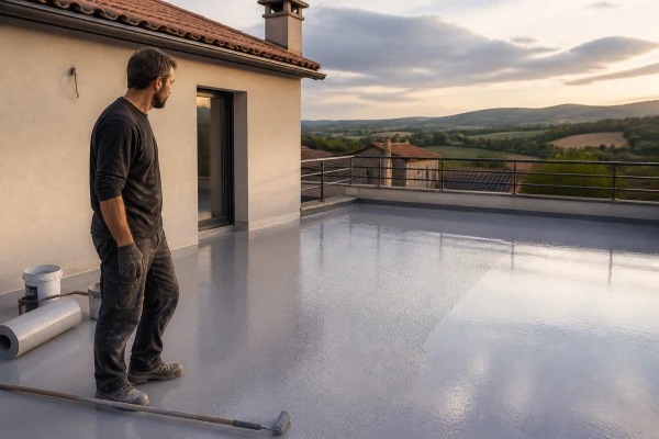 Pose étanchéité neuve toit terrasse accessible Rochetoirin